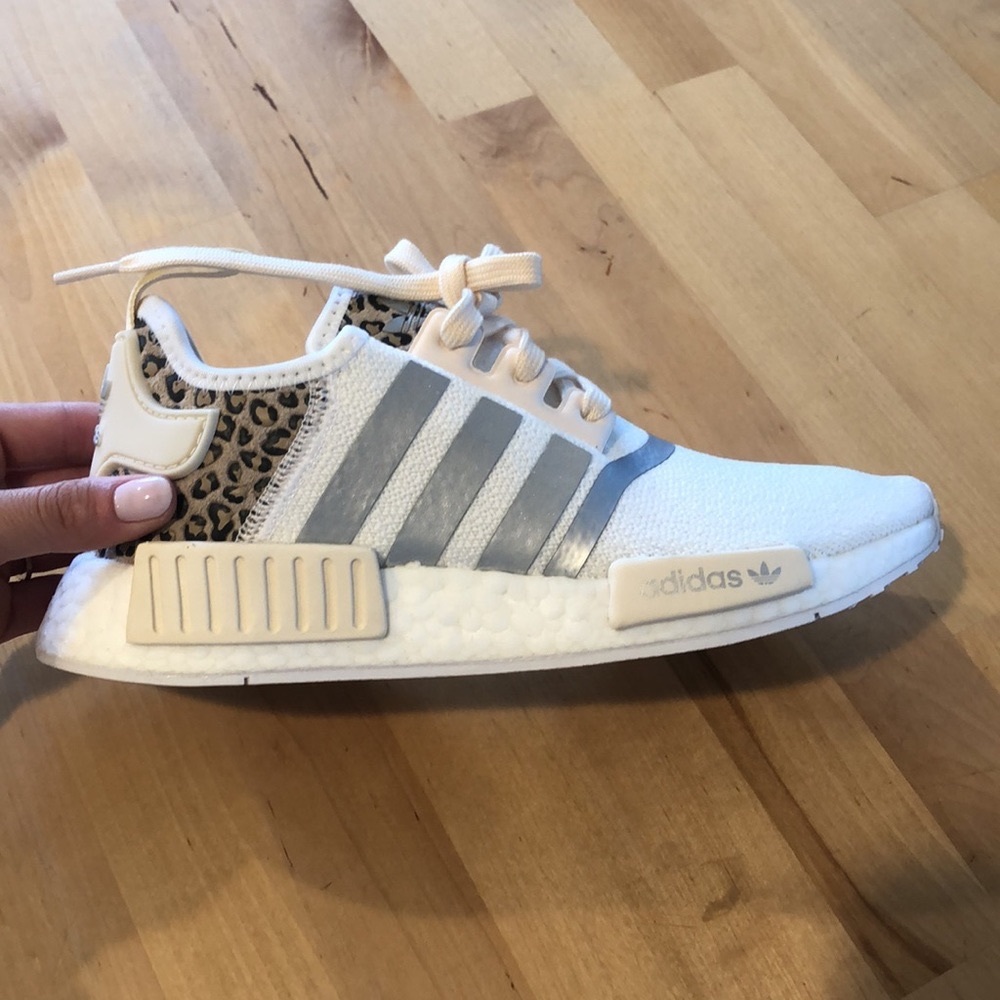 Womens Adidas White Leopard NMD- Size 7